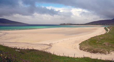 light splash in the sound of Taransay over Seilabost Beach towards Luskentyre