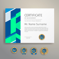 Blue certificate of appreciation template for diploma, reward, and legal agreement