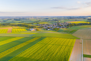 eifel landscape germany in the evening from above