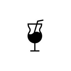 Half filled cocktail glass vector icon in black solid flat design icon isolated on white background