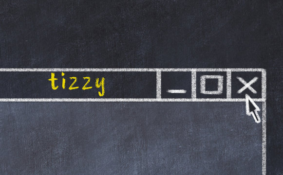 Chalk drawig of browser window with inscription tizzy 