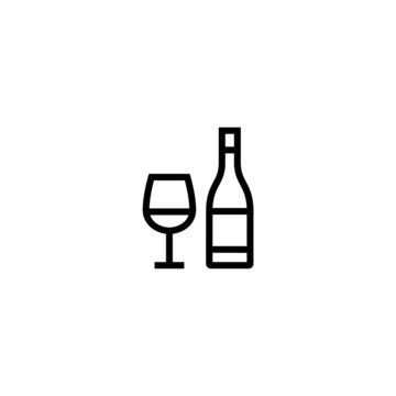 Wine vector icon in linear, outline icon isolated on white background