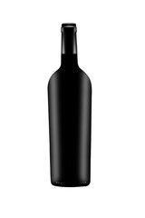 bottle of red wine without label isolated on white background with clipping path and copy space for your text