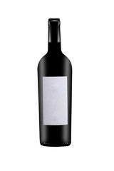 bottle of red wine isolated on white background with clipping path and copy space for your text