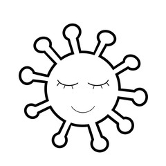 a happy smiling virus on a white background