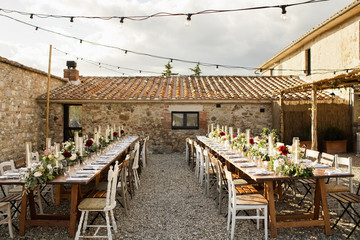 Beautiful flower decoration of the wedding venue and ceremony, details