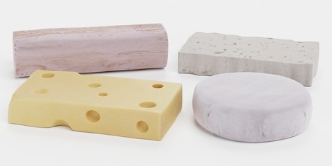 Realistic 3d Render of Cheese Set