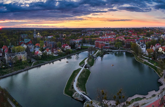 sunset at lake Poplavok, kaliningrad
