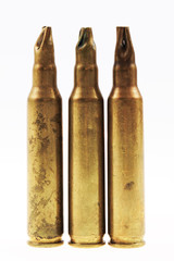 three metal bullets isolated