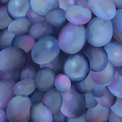 Purple grapes berries background pattern. Close up grape painting. Vector illustration.