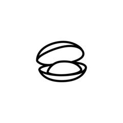 Mussel vector icon in linear, outline icon isolated on white background