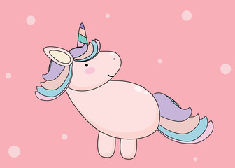 Obraz na płótnie Canvas cute unicorn illustration on pink background.