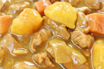 pork with potato and carrot in Japanese curry on plate