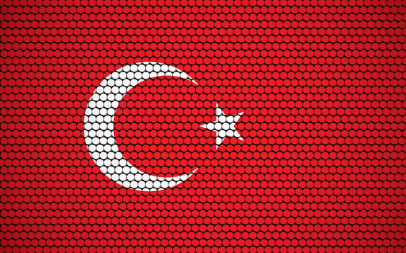 Abstract flag of Turkey made of circles. Turkish flag designed with colored dots giving it a modern and futuristic abstract look.