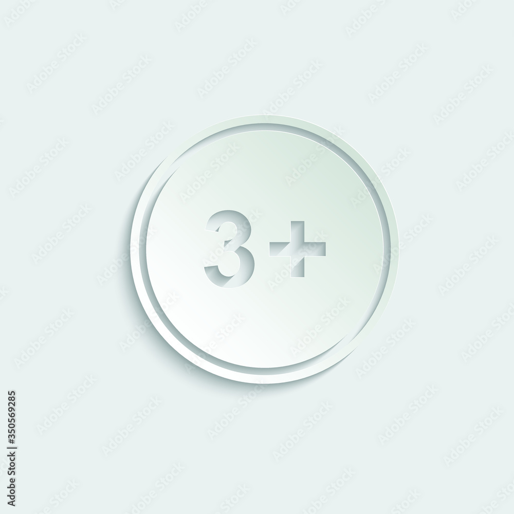 Poster paper 3 plus icon. black vector 3 + plus sign