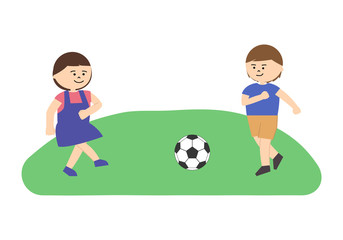 子供たち　サッカー　イラスト