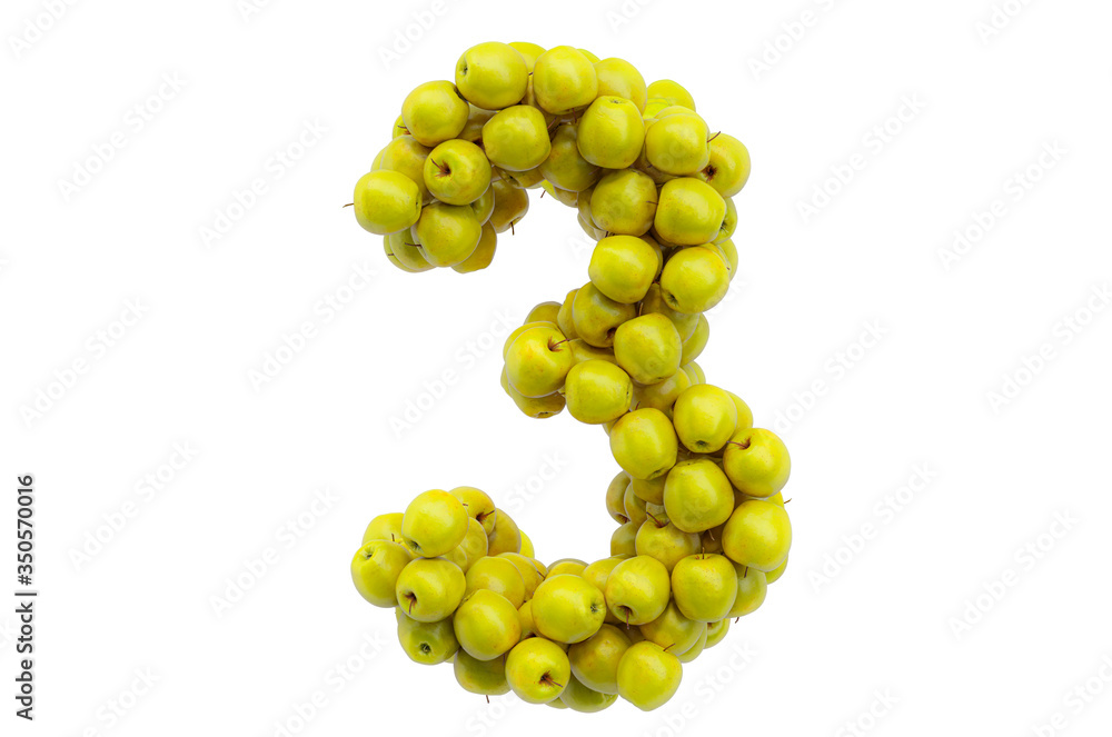 Poster number 3 from yellow apples, 3d rendering