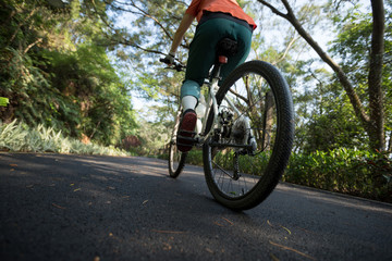 Fototapeta na wymiar Woman cycling on bike path at park on sunny day