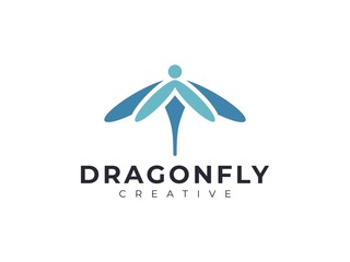 adorable unique dragonfly logo, insect logo, dragonfly vector ilustration