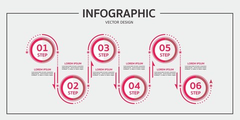 Business design tag label template Timeline business planing process with six step.