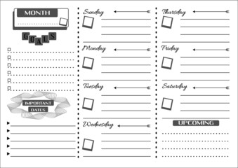Professional printable bullet journal weekly planner