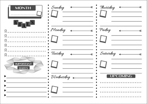 Professional printable bullet journal weekly planner