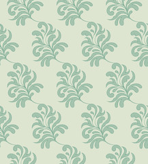 Fototapeta premium A pattern of green leaves in the Baroque style. Suitable for curtains, wallpaper, fabric, wrapping paper.