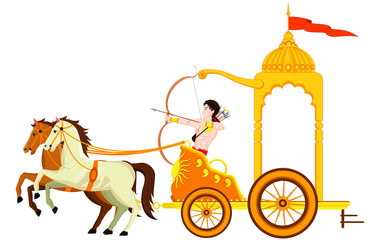 Golden Chariot with 2 Horse and Warrior with Bow and Arrow Vector illustration, editable source file, artwork for info-graphics, posters, motion-graphics