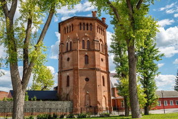 Naklejka premium The old water tower of the Oldenburg Palace complex in the village of Ramon, Voronezh region. Russia.