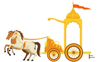War Golden Chariot with 2 Horse Vector illustration, editable source file, artwork for info-graphics, posters, motion-graphics