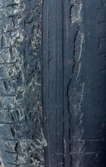 Profile of a worn out car tire.
