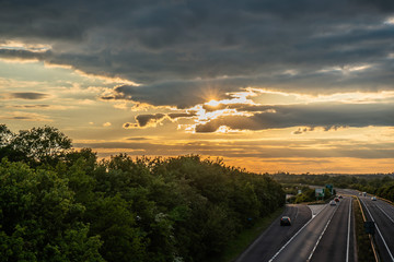 sunset on the road