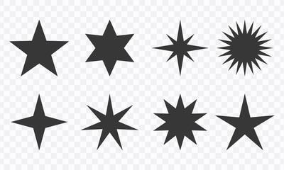 Star set vector isolated on translucent background.