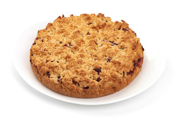 Rhubarb pie, isolated on white background