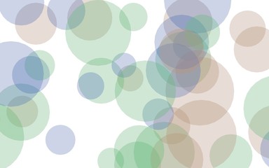 Multicolored translucent circles on a white background. Green tones. 3D illustration