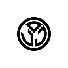 JJ monogram logo with circle outline design template