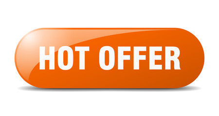 hot offer button. hot offer sign. key. push button.