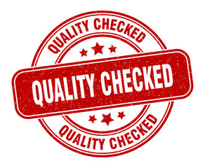 quality checked stamp. quality checked label. round grunge sign