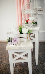 handmade wedding decoration on designer chairs