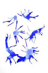 Obraz premium blue ink splashes on white background