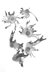 Free pattern of black ink isolated on white background, sperm and egg