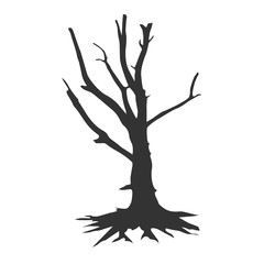 Naked Tree silhouette on white backgrounds. Hand drawn isolated illustrations.