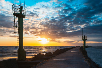 Cloudy Baltic Sea at sunset