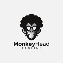 Simple minimalist monkey gorilla head logo design vector template