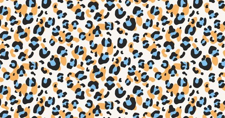 Abstract leopard pattern design with repeating print vector illustration. Realistic abstract animal texture flat style. Multicoloured background for gadgets screen or pc
