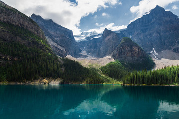 Fototapeta na wymiar Moraine Lake nature scenery inside Banff National Park, Alberta, Canada