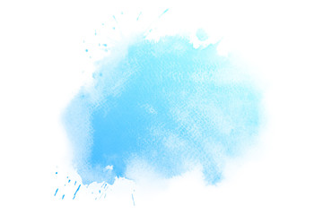 Abstract blue watercolor textuer on white background.