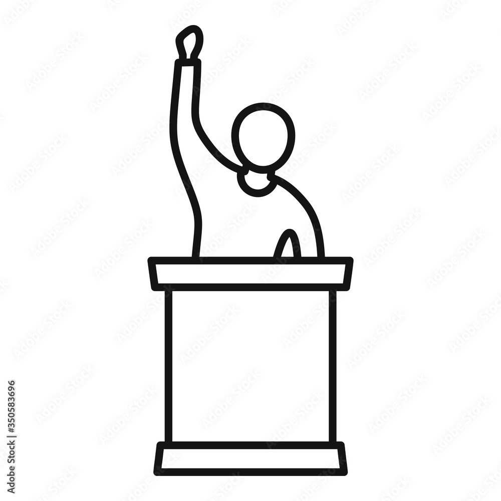 Aufkleber speaking protester icon. outline speaking protester vector icon for web design isolated on white bac