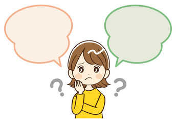 女性、吹き出し、疑問