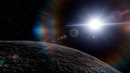rocky surface of a distant planet, surface of an exo planet, canyons on an alien planet 3d render © Aleksandr